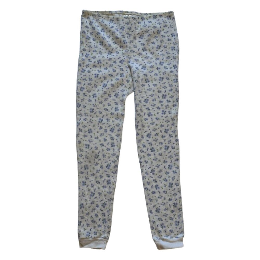 💙 Highland Outfitters White With Blue Floral Waffle Thermal Leggings 💙